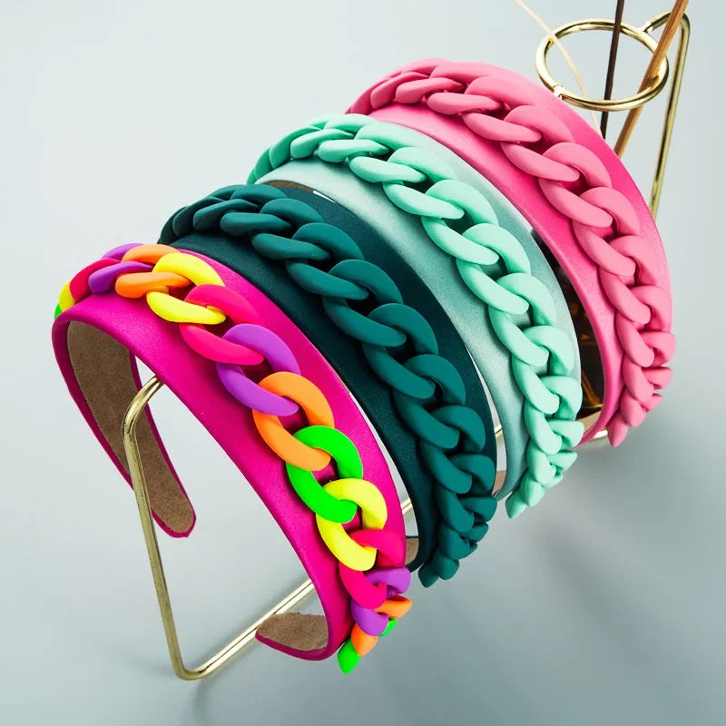 Hair Accessories, Headband, Solid Color, Women, Chain, Modern Style, Girl, Multicolor, Rainbow, Unisex, Links