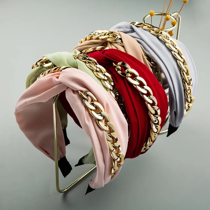 Hair Accessories, Headband, Solid Color, Knot, Woman, Links, Modern Style, Chain, Girl, Unisex