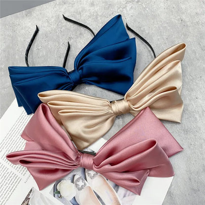 Accesorios para el Cabello, Diadema, Maxi Moño, Moda Coquette, Tres Capas, Mujer, Color Sólido, Niña, Satinado, Elegante, Unisexo