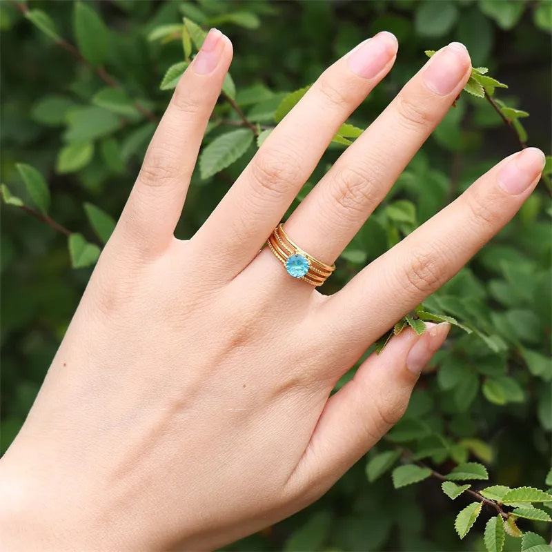 Anillo de Acero Inoxidable, Boutique, Color Sólido, Enchapado, Bisutería Fina, Estilo Elegante, Circón, Clásico, Unisexo, Anillo Abierto