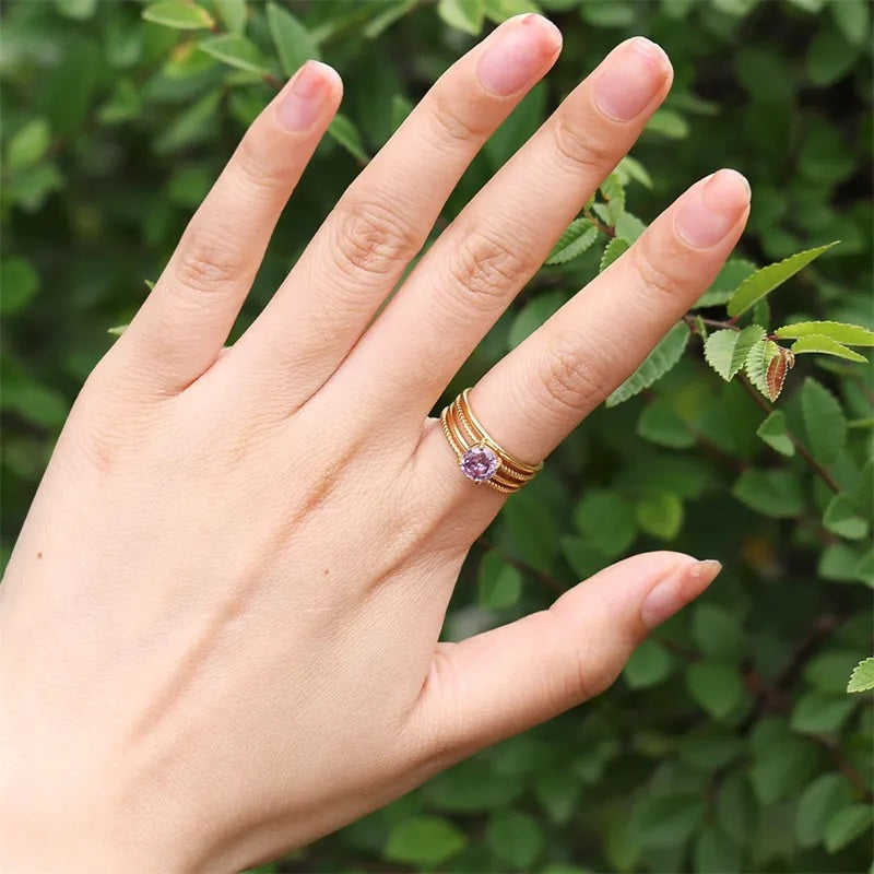 Anillo de Acero Inoxidable, Boutique, Color Sólido, Enchapado, Bisutería Fina, Estilo Elegante, Circón, Clásico, Unisexo, Anillo Abierto