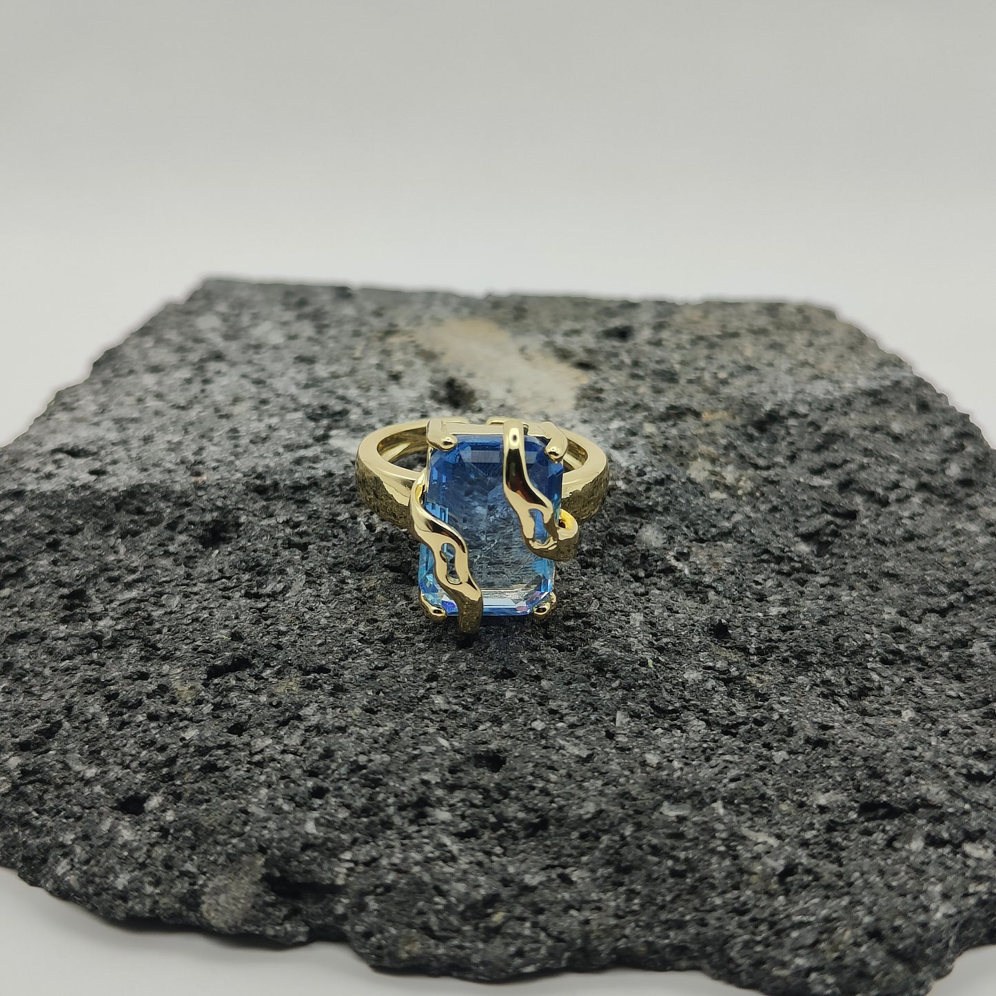 Anillo de Acero Inoxidable 304, Estilo Elegante, Circón, Tendencia, Boutique, Geométrico, Apertura Ajustable, Rectángulo, Unisexo, Moda