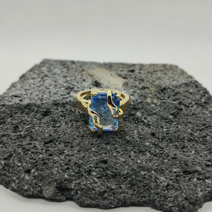 Anillo de Acero Inoxidable 304, Estilo Elegante, Circón, Tendencia, Boutique, Geométrico, Apertura Ajustable, Rectángulo, Unisexo, Moda