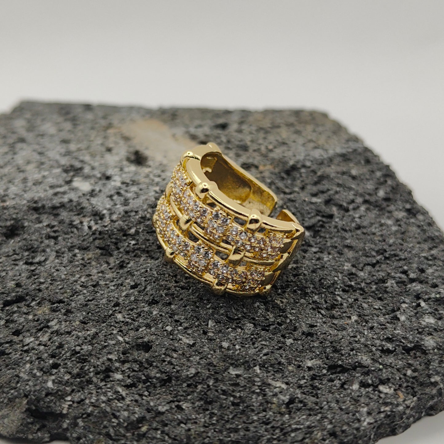 Anillo de Acero Inoxidable 304, Estilo Elegante, Circón, Tendencia, Rectangular, Boutique, Geométrico, Apertura Ajustable, Unisexo, Moda
