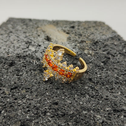Anillo de Acero Inoxidable 304, Estilo Elegante, Circón, Tendencia, Boutique, Corona, Geométrico, Apertura Ajustable, Unisexo, Moda