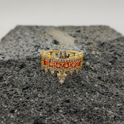 Anillo de Acero Inoxidable 304, Estilo Elegante, Circón, Tendencia, Boutique, Corona, Geométrico, Apertura Ajustable, Unisexo, Moda