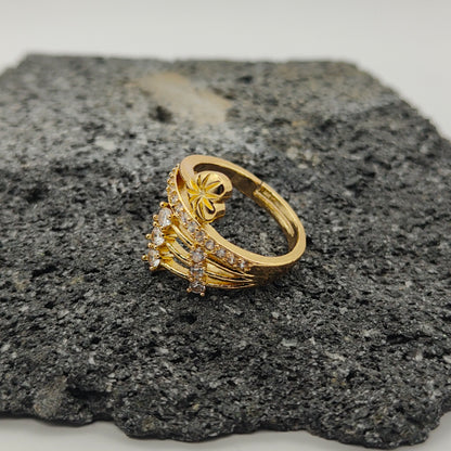 Anillo de Acero Inoxidable 304, Estilo Elegante, Circón, Tendencia, Flor, Boutique, Geométrico, Corazón, Apertura Ajustable, Unisexo, Moda