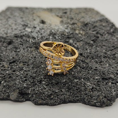 Anillo de Acero Inoxidable 304, Estilo Elegante, Circón, Tendencia, Flor, Boutique, Geométrico, Corazón, Apertura Ajustable, Unisexo, Moda