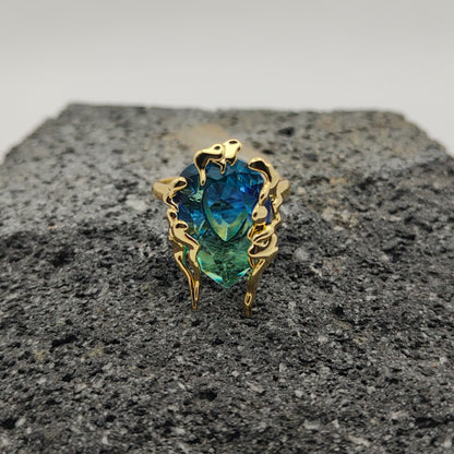 Anillo de Acero Inoxidable 304, Estilo Elegante, Circón, Tendencia, Boutique, Gota, Geométrico, Apertura Ajustable, Unisexo, Moda