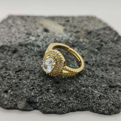 Anillo de Acero Inoxidable 304, Estilo Elegante, Circón, Tendencia, Gota, Ronda, Boutique, Geométrico,  Apertura Ajustable, Unisexo, Moda