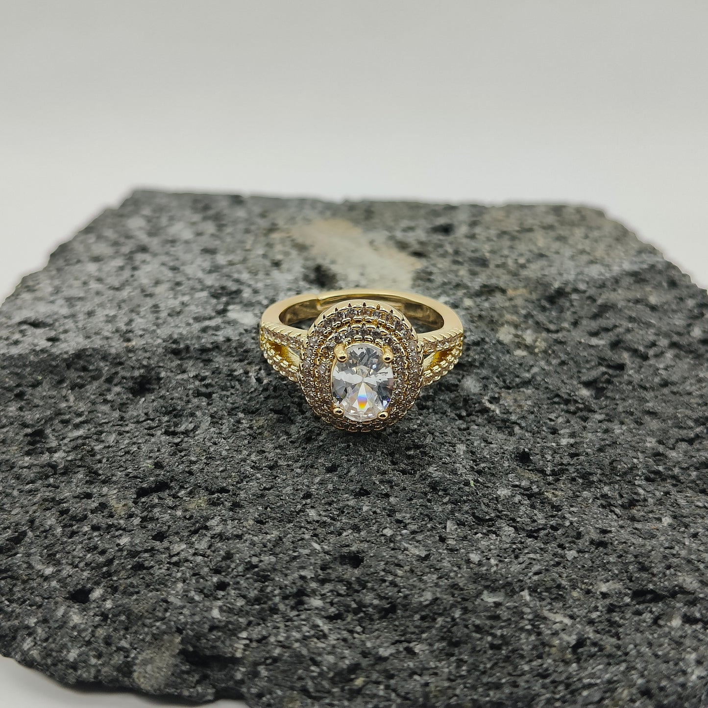 Anillo de Acero Inoxidable 304, Estilo Elegante, Circón, Tendencia, Gota, Ronda, Boutique, Geométrico,  Apertura Ajustable, Unisexo, Moda