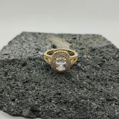 Anillo de Acero Inoxidable 304, Estilo Elegante, Circón, Tendencia, Gota, Ronda, Boutique, Geométrico,  Apertura Ajustable, Unisexo, Moda