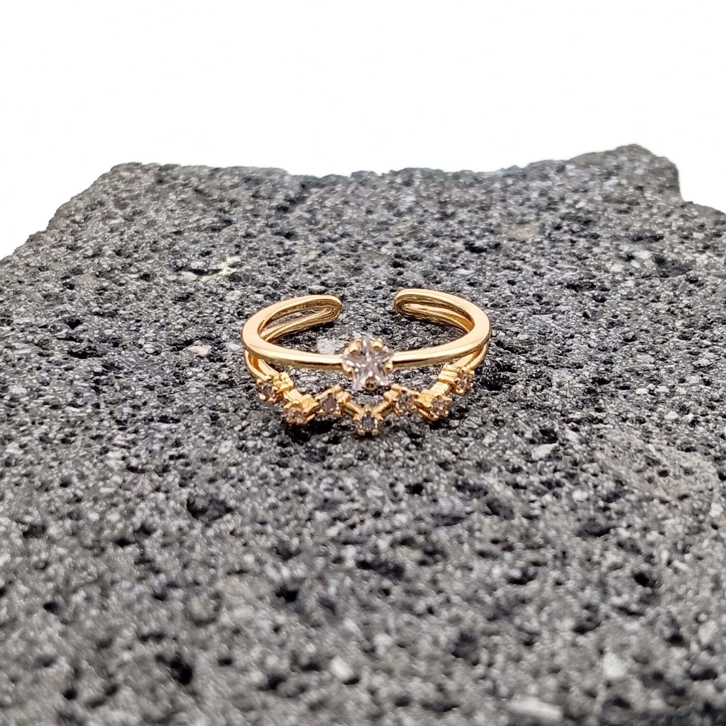 Anillo de Acero Inoxidable 304, Cobre, Estilo Simple, Estrellas, Suajado, Color Dorado, Piedras Preciosas Artificiales, Tendencia, Boutique, Apertura Ajustable, Unisexo, Moda
