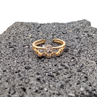 Anillo de Acero Inoxidable 304, Cobre, Estilo Simple, Estrellas, Suajado, Color Dorado, Piedras Preciosas Artificiales, Tendencia, Boutique, Apertura Ajustable, Unisexo, Moda