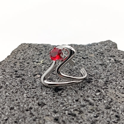 Anillo de Acero Inoxidable 304, Estilo Elegante, Líneas Curvas, Suajado, Color Plateado, Circón, Tendencia, Boutique, Apertura Ajustable, Unisexo, Moda