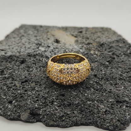 304 Stainless Steel Ring, Elegant Style, Zircon, Trend, Round, Boutique, Geometric, Line, Adjustable Opening, Unisex, Fashion