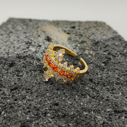 304 Stainless Steel Ring, Elegant Style, Zircon, Trend, Boutique, Crown, Geometric, Adjustable Opening, Unisex, Fashion