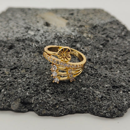 304 Stainless Steel Ring, Elegant Style, Zircon, Trend, Flower, Boutique, Geometric, Heart, Adjustable Opening, Unisex, Fashion