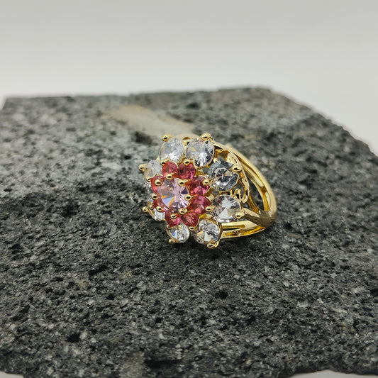304 Stainless Steel Ring, Elegant Style, Zircon, Trend, Flower Shape, Boutique, Geometric, Adjustable Opening, Unisex, Fashion