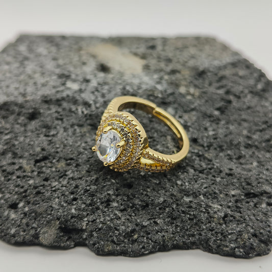 304 Stainless Steel Ring, Elegant Style, Zircon, Trend, Drop, Round, Boutique, Geometric, Adjustable Opening, Unisex, Fashion