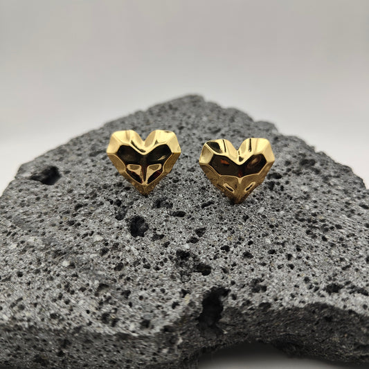 Aretes de Acero Inoxidable 304, Color Dorado, Estilo Moderno, Corazón con Doblez, Tendencia, Boutique, Unisexo, Moda