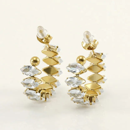 Aretes de Acero Inoxidable, Boutique, Enchapado, Bisutería Fina, Circón, Estilo Clásico, Bloque de Color, Moderno, Unisexo