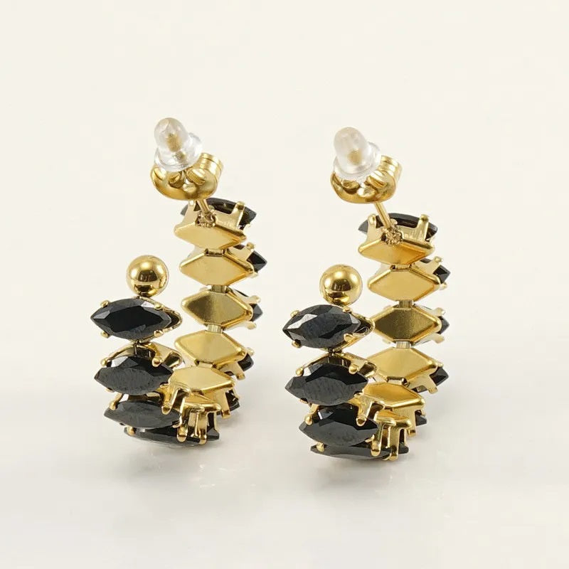 Aretes de Acero Inoxidable, Boutique, Enchapado, Bisutería Fina, Circón, Estilo Clásico, Bloque de Color, Moderno, Unisexo