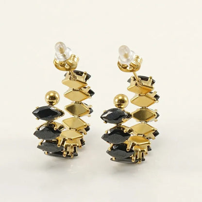 Aretes de Acero Inoxidable, Boutique, Enchapado, Bisutería Fina, Circón, Estilo Clásico, Bloque de Color, Moderno, Unisexo
