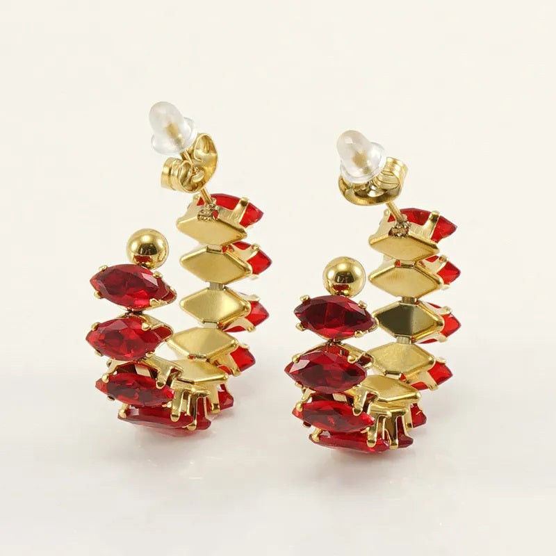 Aretes de Acero Inoxidable, Boutique, Enchapado, Bisutería Fina, Circón, Estilo Clásico, Bloque de Color, Moderno, Unisexo