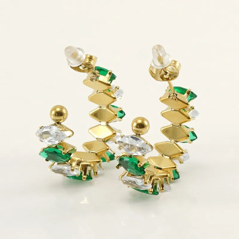 Aretes de Acero Inoxidable, Boutique, Enchapado, Bisutería Fina, Circón, Estilo Clásico, Bloque de Color, Moderno, Unisexo