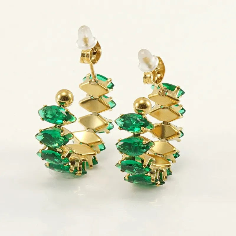 Aretes de Acero Inoxidable, Boutique, Enchapado, Bisutería Fina, Circón, Estilo Clásico, Bloque de Color, Moderno, Unisexo