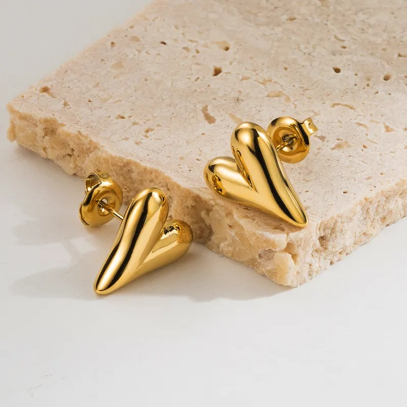 Aretes de Acero Inoxidable, Boutique, Bisutería Fina, Estilo Clásico, Forma de Corazón, Moderno, Enchapado, Unisexo