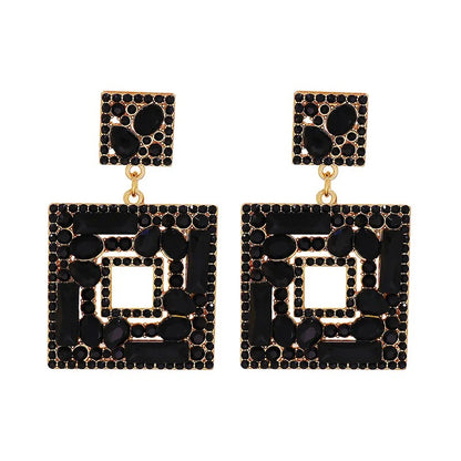 Fashion Earrings, Fantasy Jewelry, Long, Elegant Style, Color Diamonds, Geometric, Square, Alloy, Unisex, Pendant
