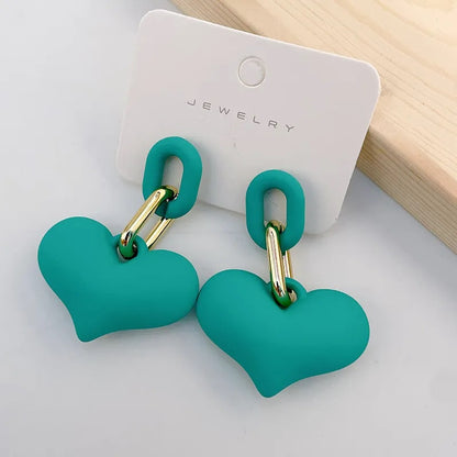 Aretes de Moda, Joyería de Fantasía, Largos, Estilo Elegante, Forma de Corazón, Color Sólido, Acrílico, Barniz, Unisexo, Colgante