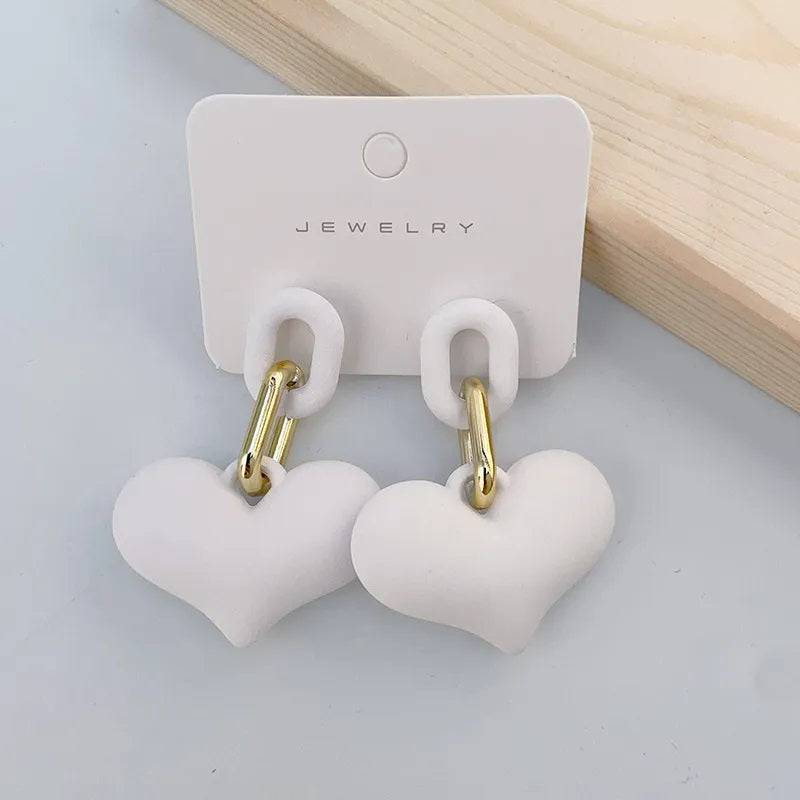 Aretes de Moda, Joyería de Fantasía, Largos, Estilo Elegante, Forma de Corazón, Color Sólido, Acrílico, Barniz, Unisexo, Colgante