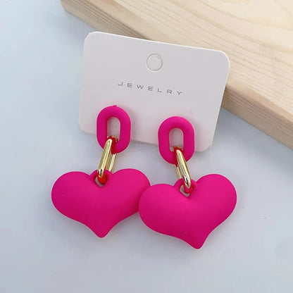 Aretes de Moda, Joyería de Fantasía, Largos, Estilo Elegante, Forma de Corazón, Color Sólido, Acrílico, Barniz, Unisexo, Colgante