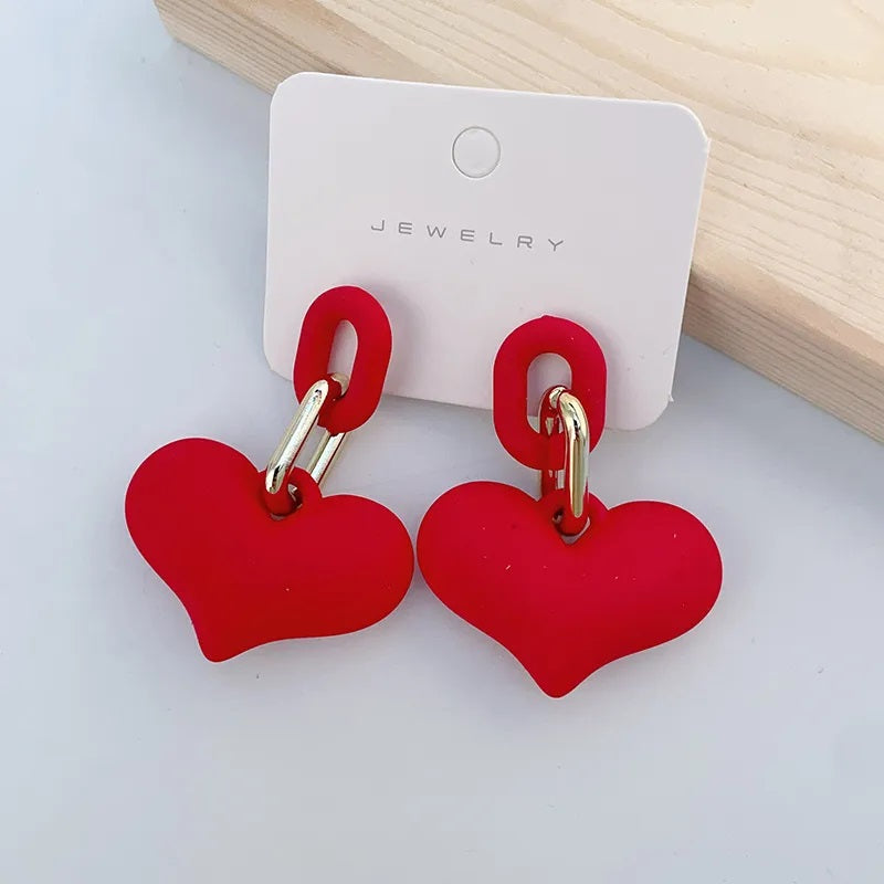 Aretes de Moda, Joyería de Fantasía, Largos, Estilo Elegante, Forma de Corazón, Color Sólido, Acrílico, Barniz, Unisexo, Colgante