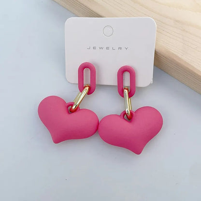 Aretes de Moda, Joyería de Fantasía, Largos, Estilo Elegante, Forma de Corazón, Color Sólido, Acrílico, Barniz, Unisexo, Colgante