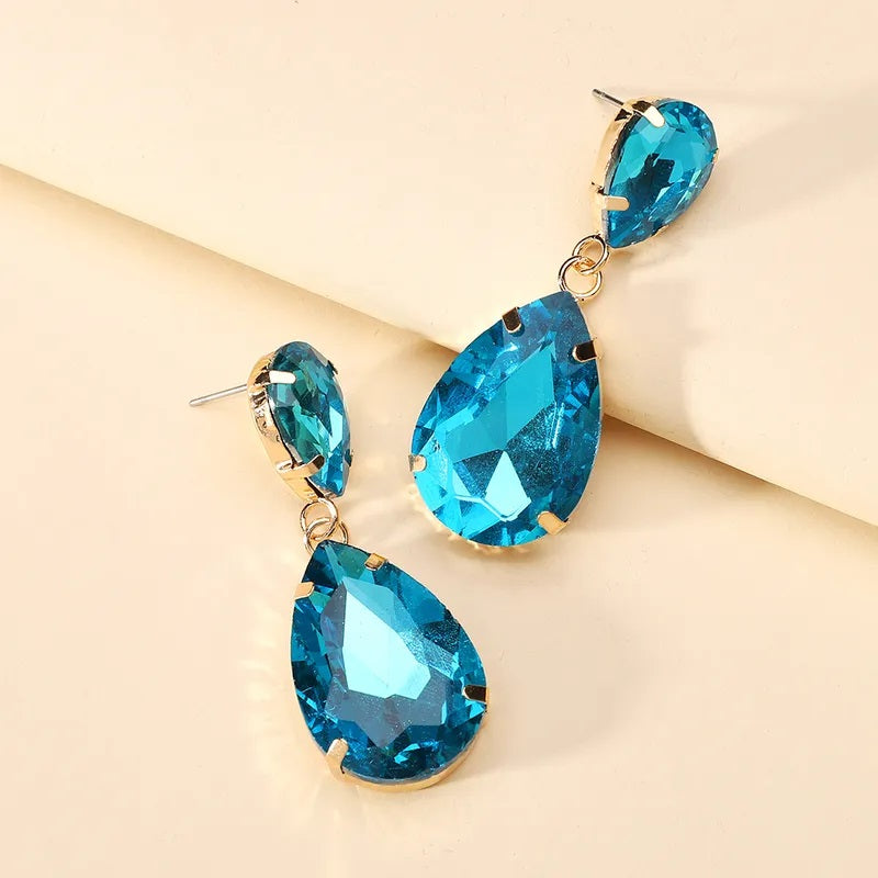 Fashion Earrings, Fantasy Jewelry, Long, Elegant Style, Drop, Multicolor, Glass, Alloy, Plating, Unisex, Pendant