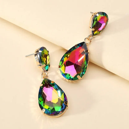Fashion Earrings, Fantasy Jewelry, Long, Elegant Style, Drop, Multicolor, Glass, Alloy, Plating, Unisex, Pendant