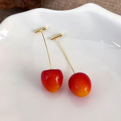 Fashion Earrings, Costume Jewelry, Fruit, Elegant Style, Cherry, Alloy, Unisex, Resin, Pendant