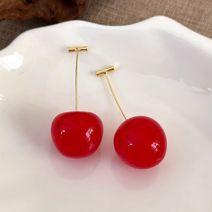 Fashion Earrings, Costume Jewelry, Fruit, Elegant Style, Cherry, Alloy, Unisex, Resin, Pendant