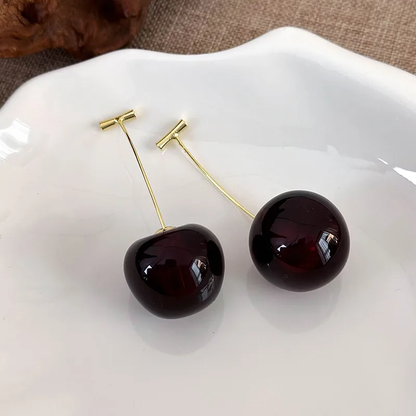Fashion Earrings, Costume Jewelry, Fruit, Elegant Style, Cherry, Alloy, Unisex, Resin, Pendant