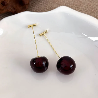 Fashion Earrings, Costume Jewelry, Fruit, Elegant Style, Cherry, Alloy, Unisex, Resin, Pendant