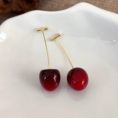 Fashion Earrings, Costume Jewelry, Fruit, Elegant Style, Cherry, Alloy, Unisex, Resin, Pendant