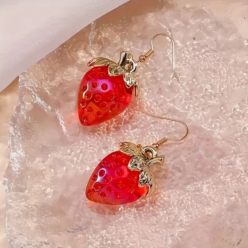 Aretes de Moda, Joyería de Fantasía, Fruta, Estilo Elegante, Fresa, Aleación, Unisexo, Resina, Colgante