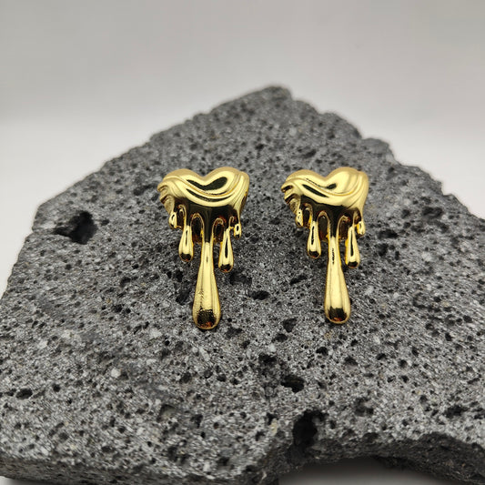 Aretes de Acero Inoxidable 304, Color Dorado, Estilo Moderno, Tendencia, Gota, Corazón, Geométrico, Boutique, Unisexo, Moda