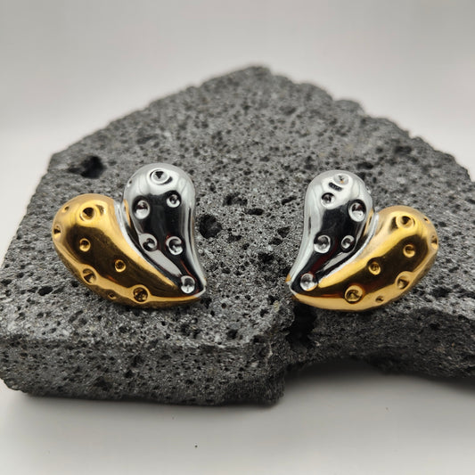 Aretes de Acero Inoxidable 304, Color Dorado, Estilo Moderno, Plateado, Tendencia, Corazón, Boutique, Unisexo, Moda