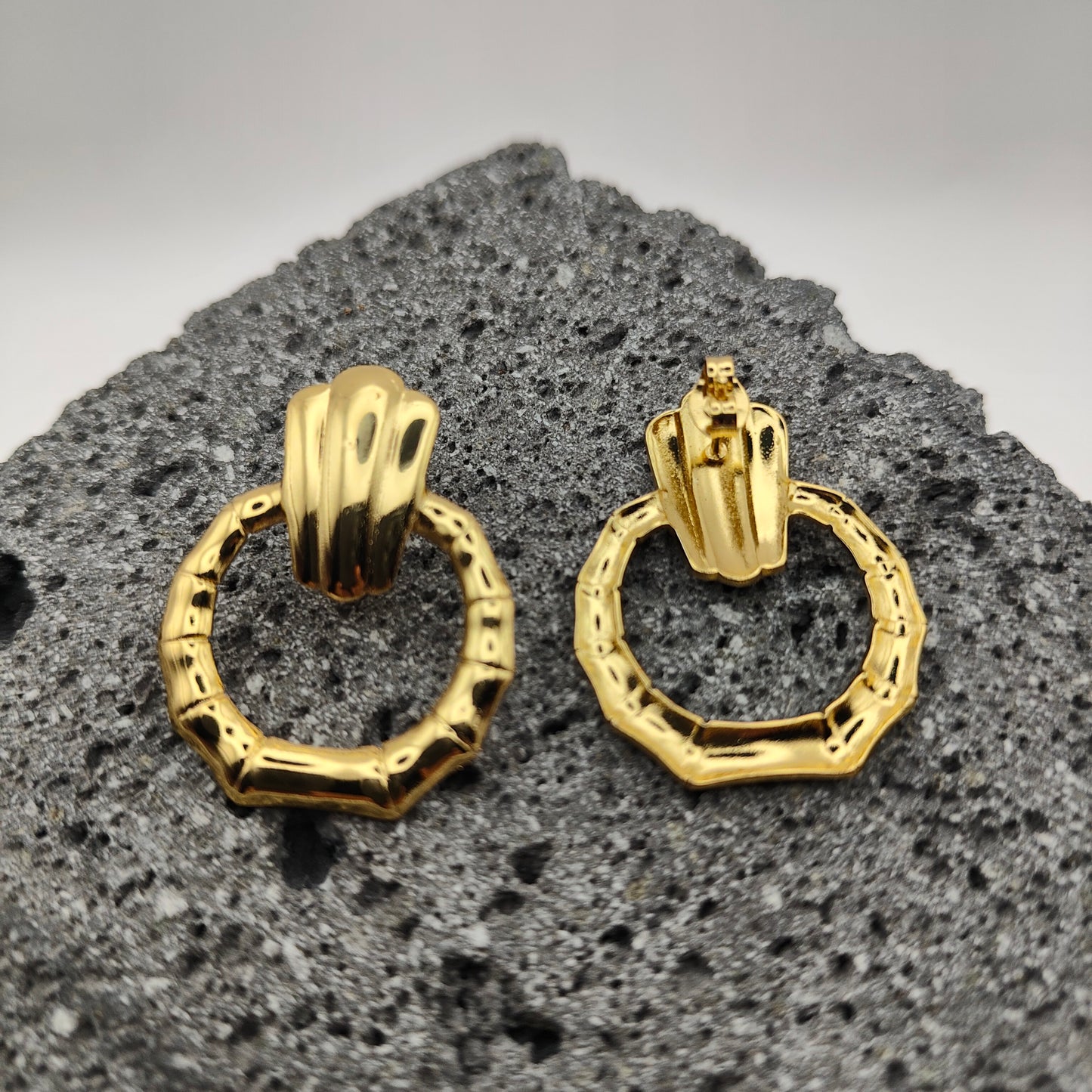 Aretes de Acero Inoxidable 304, Color Dorado, Estilo Moderno, Ronda, Tendencia, Boutique, Unisexo, Moda