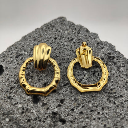 Aretes de Acero Inoxidable 304, Color Dorado, Estilo Moderno, Ronda, Tendencia, Boutique, Unisexo, Moda